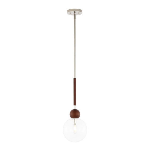 Safavieh Roxora, 7 Inch, Dark Walnut/Nickle, Iron/Solid Wood/Glass Extendable Pendant Dark Walnut / Nickle Metal / Wood PND4182A