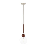 Safavieh Roxora, 7 Inch, Dark Walnut/Nickle, Iron/Solid Wood/Glass Extendable Pendant Dark Walnut / Nickle Metal / Wood PND4182A