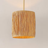 Safavieh Saija, 9 Inch, Light Natural/Gold, Paper Lafite Grass/Iron Extendable Pendant Natural / Gold Paper PND4189A