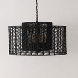 Safavieh Brynora, 4 Light, 25 Inch, Black, Paper Rope/Iron Extendable Pendant Black Paper PND4190B