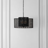 Safavieh Brynora, 4 Light, 25 Inch, Black, Paper Rope/Iron Extendable Pendant Black Paper PND4190B