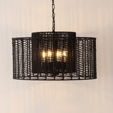 Safavieh Brynora, 4 Light, 25 Inch, Black, Paper Rope/Iron Extendable Pendant Black Paper PND4190B