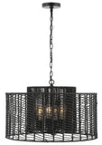 Safavieh Brynora, 4 Light, 25 Inch, Black, Paper Rope/Iron Extendable Pendant Black Paper PND4190B