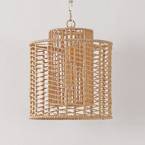 Safavieh Ryoa, 12.25 Inch, Light Natural/Gold, Paper Rope/Iron Extendable Pendant Natural / Gold Paper PND4191A