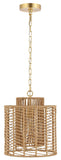 Safavieh Ryoa, 12.25 Inch, Light Natural/Gold, Paper Rope/Iron Extendable Pendant Natural / Gold Paper PND4191A