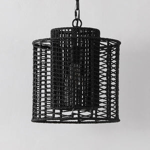 Safavieh Ryoa, 12.25 Inch, Black, Paper Rope/Iron Extendable Pendant Black Paper PND4191B