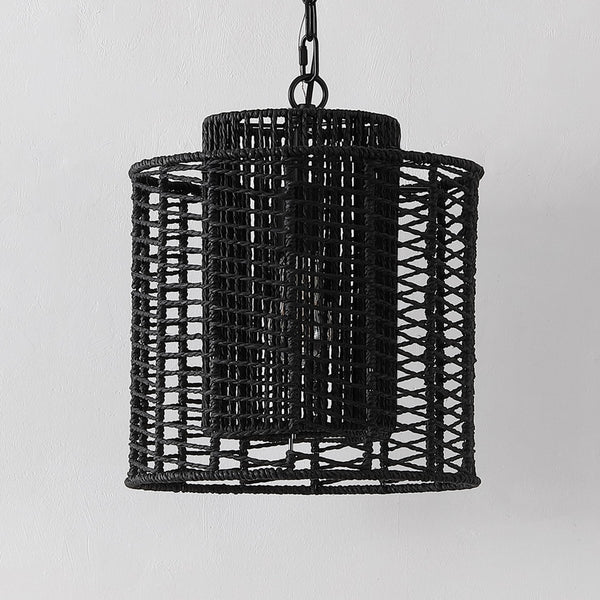 Safavieh Ryoa, 12.25 Inch, Black, Paper Rope/Iron Extendable Pendant Black Paper PND4191B