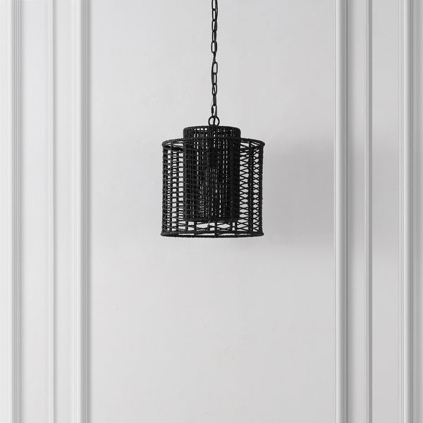 Safavieh Ryoa, 12.25 Inch, Black, Paper Rope/Iron Extendable Pendant Black Paper PND4191B