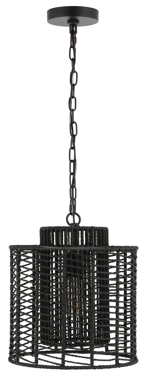 Safavieh Ryoa, 12.25 Inch, Black, Paper Rope/Iron Extendable Pendant Black Paper PND4191B