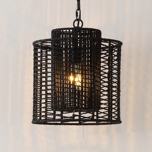 Safavieh Ryoa, 12.25 Inch, Black, Paper Rope/Iron Extendable Pendant Black Paper PND4191B