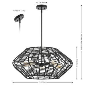 Safavieh Briza, 5 Light, 27.5 Inch, Black, Paper/Iron Extendable Pendant Black PND4192A