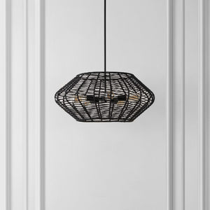 Safavieh Briza, 5 Light, 27.5 Inch, Black, Paper/Iron Extendable Pendant Black PND4192A