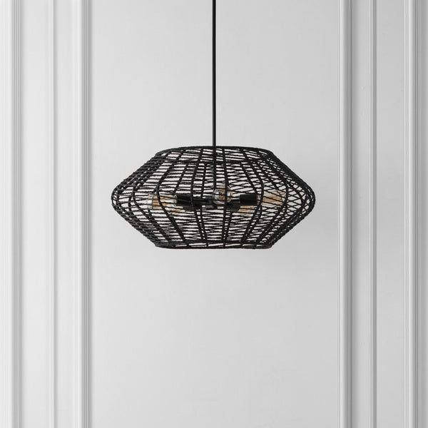 Safavieh Briza, 5 Light, 27.5 Inch, Black, Paper/Iron Extendable Pendant Black PND4192A