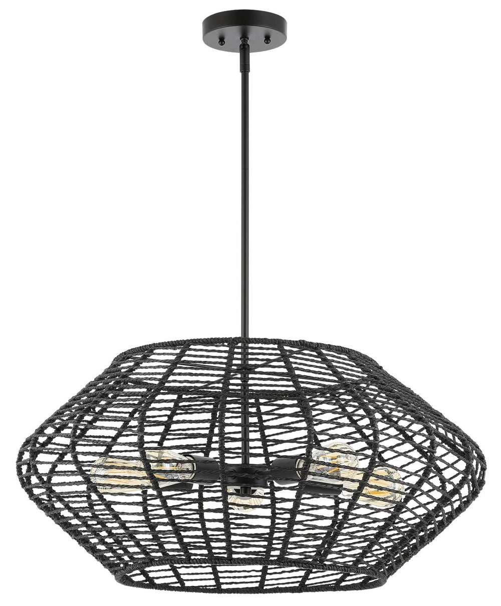 Safavieh Briza, 5 Light, 27.5 Inch, Black, Paper/Iron Extendable Pendant Black PND4192A