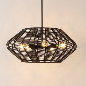 Safavieh Briza, 5 Light, 27.5 Inch, Black, Paper/Iron Extendable Pendant Black PND4192A
