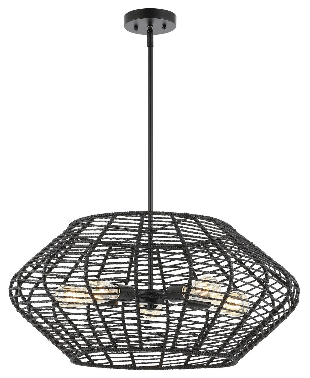 Safavieh Briza, 5 Light, 27.5 Inch, Black, Paper/Iron Extendable Pendant Black PND4192A