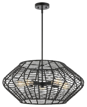 Safavieh Briza, 5 Light, 27.5 Inch, Black, Paper/Iron Extendable Pendant Black PND4192A