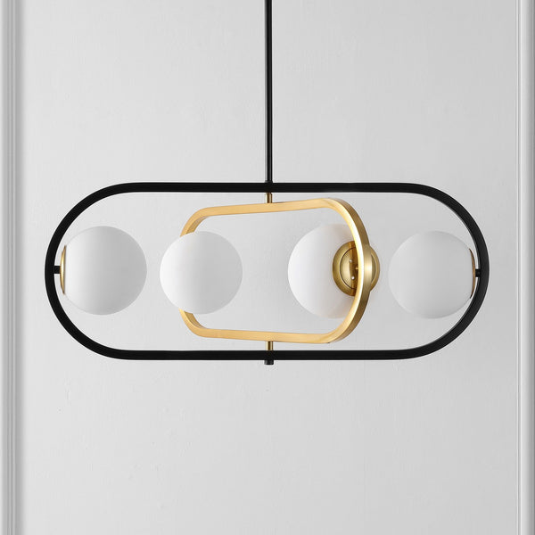 Safavieh Urbana, 4 Light, 30 Inch, Black/Brass, Iron Extendable Pendant Black / Brass Gold Iron PND4194A