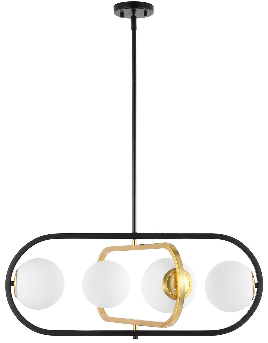 Safavieh Urbana, 4 Light, 30 Inch, Black/Brass, Iron Extendable Pendant Black / Brass Gold Iron PND4194A