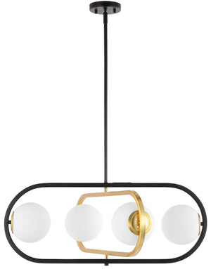 Safavieh Urbana, 4 Light, 30 Inch, Black/Brass, Iron Extendable Pendant Black / Brass Gold Iron PND4194A