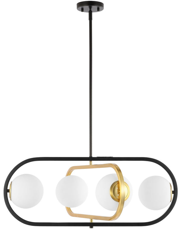 Safavieh Urbana, 4 Light, 30 Inch, Black/Brass, Iron Extendable Pendant Black / Brass Gold Iron PND4194A