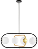 Safavieh Urbana, 4 Light, 30 Inch, Black/Brass, Iron Extendable Pendant Black / Brass Gold Iron PND4194A