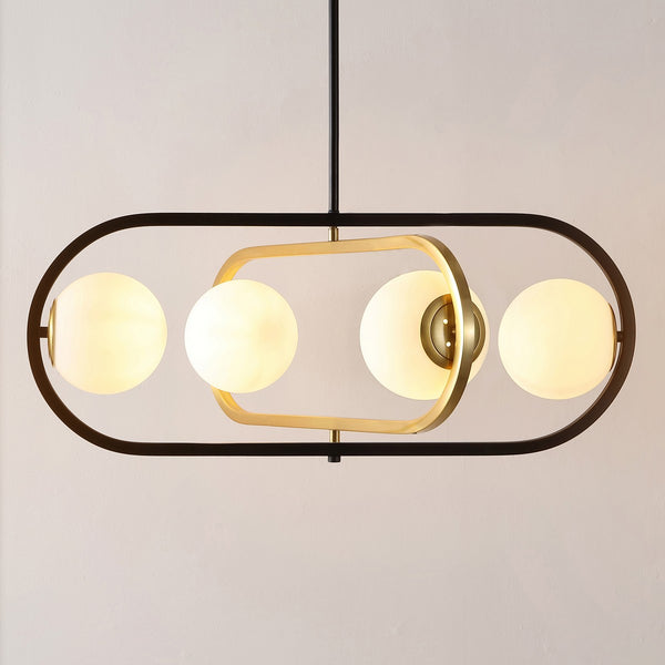 Safavieh Urbana, 4 Light, 30 Inch, Black/Brass, Iron Extendable Pendant Black / Brass Gold Iron PND4194A