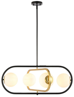 Safavieh Urbana, 4 Light, 30 Inch, Black/Brass, Iron Extendable Pendant Black / Brass Gold Iron PND4194A