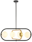 Safavieh Urbana, 4 Light, 30 Inch, Black/Brass, Iron Extendable Pendant Black / Brass Gold Iron PND4194A