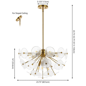 Safavieh Miri, 6 Light, 23.75 Inch, Brass, Iron/Glass Extendable Pendant Brass PND4198A
