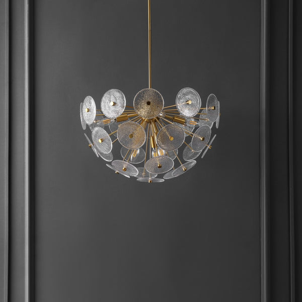 Safavieh Miri, 6 Light, 23.75 Inch, Brass, Iron/Glass Extendable Pendant Brass PND4198A