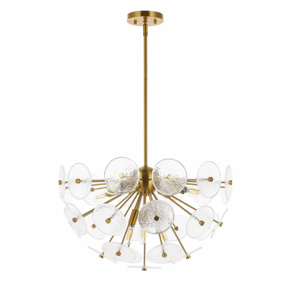 Safavieh Miri, 6 Light, 23.75 Inch, Brass, Iron/Glass Extendable Pendant Brass PND4198A