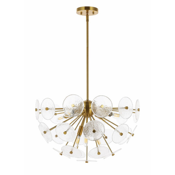 Safavieh Miri, 6 Light, 23.75 Inch, Brass, Iron/Glass Extendable Pendant Brass PND4198A