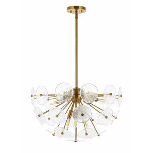 Safavieh Miri, 6 Light, 23.75 Inch, Brass, Iron/Glass Extendable Pendant Brass PND4198A