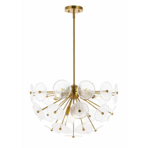 Safavieh Miri, 6 Light, 23.75 Inch, Brass, Iron/Glass Extendable Pendant Brass PND4198A