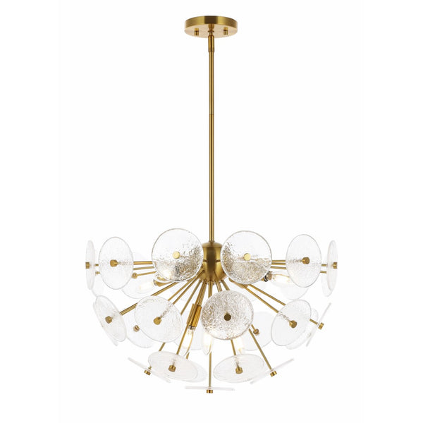 Safavieh Miri, 6 Light, 23.75 Inch, Brass, Iron/Glass Extendable Pendant Brass PND4198A