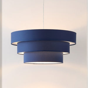 Safavieh Clelia, 20 Inch, Navy/White, Fabric/Iron Extendable Pendant Navy / White Fabric PND4212B