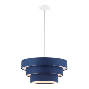 Safavieh Clelia, 20 Inch, Navy/White, Fabric/Iron Extendable Pendant Navy / White Fabric PND4212B