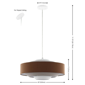 Safavieh Collelo, 20 Inch, Brown/Beige, Fabric/Iron Extendable Pendant​ Brown / Beige / White Fabric PND4214A