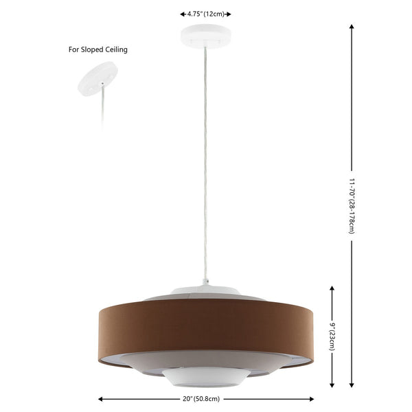Safavieh Collelo, 20 Inch, Brown/Beige, Fabric/Iron Extendable Pendant​ Brown / Beige / White Fabric PND4214A