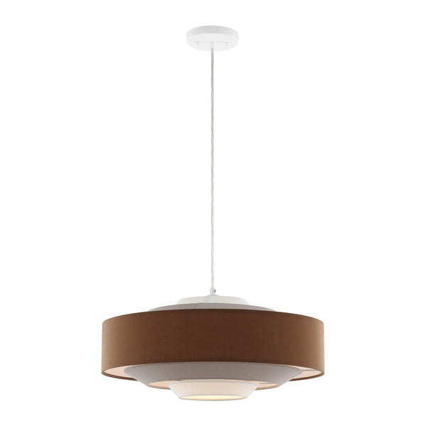 Safavieh Collelo, 20 Inch, Brown/Beige, Fabric/Iron Extendable Pendant​ Brown / Beige / White Fabric PND4214A