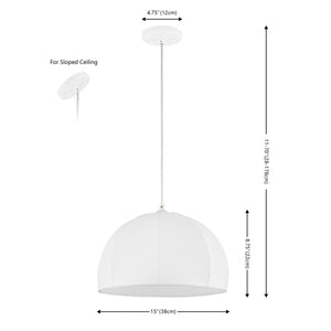 Safavieh Neami, 15 Inch, White, Fabric/Iron Extendable Pendant White Fabric PND4215A