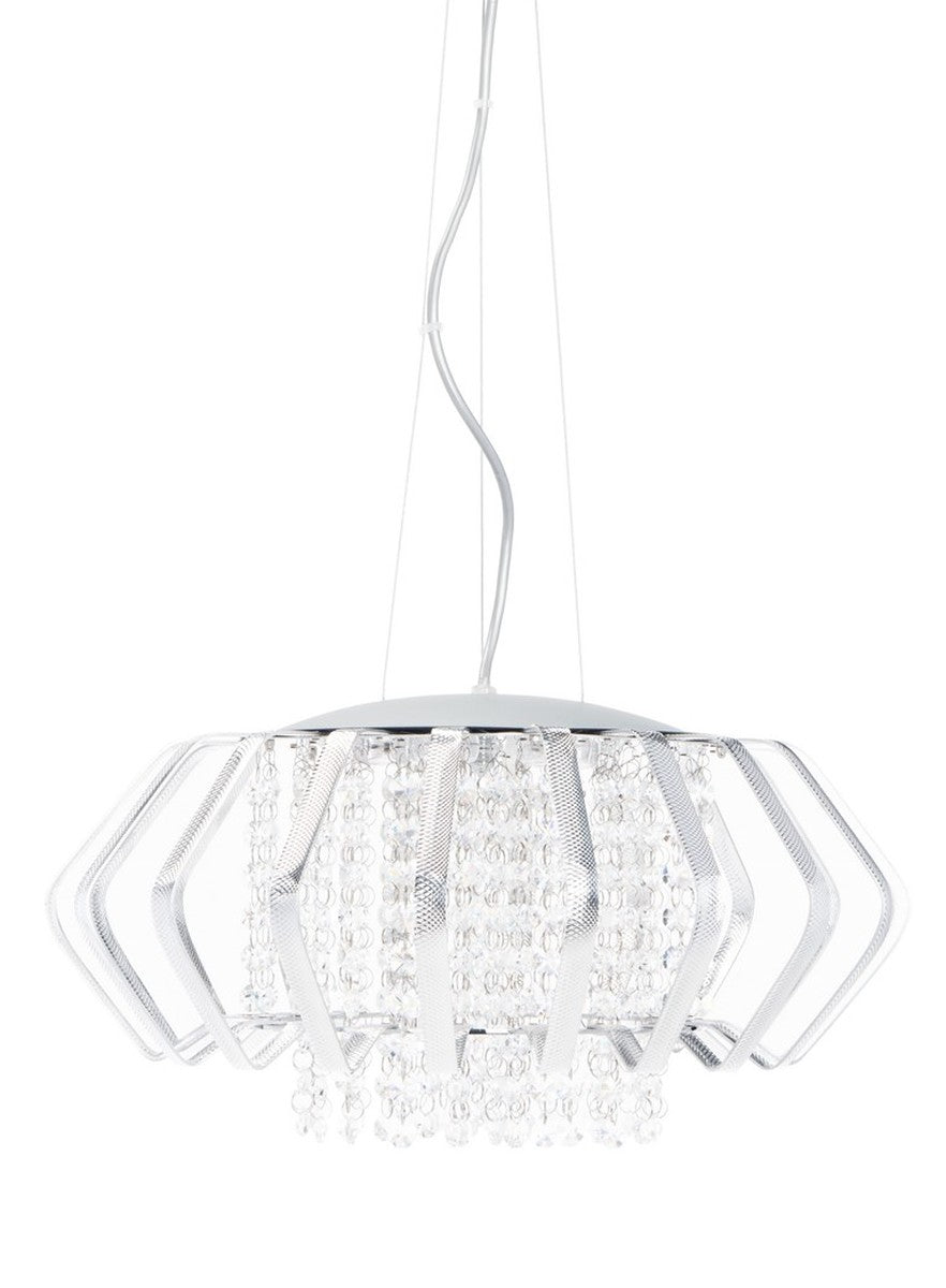 Fania Pendant Light - Modern Chrome & Crystal Design for Dining Room or Living Room Elegance