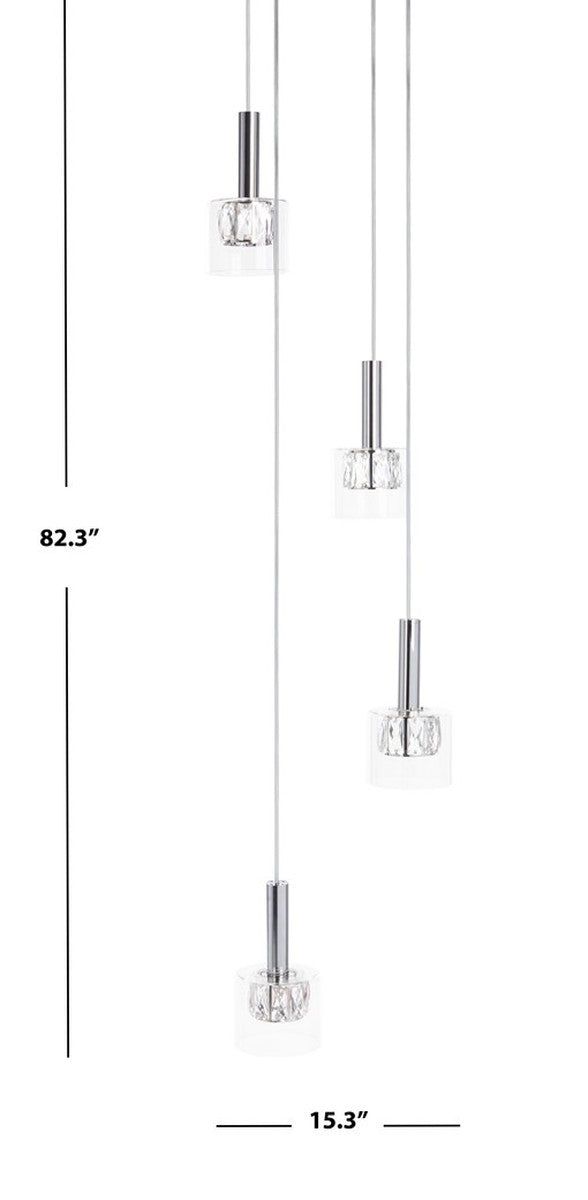 Eban Pendant Light - Luxurious Chrome & Clear Glass Design, Adjustable Height for Modern Spaces