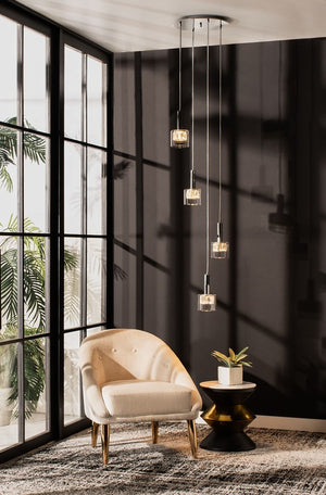 Eban Pendant Light - Luxurious Chrome & Clear Glass Design, Adjustable Height for Modern Spaces