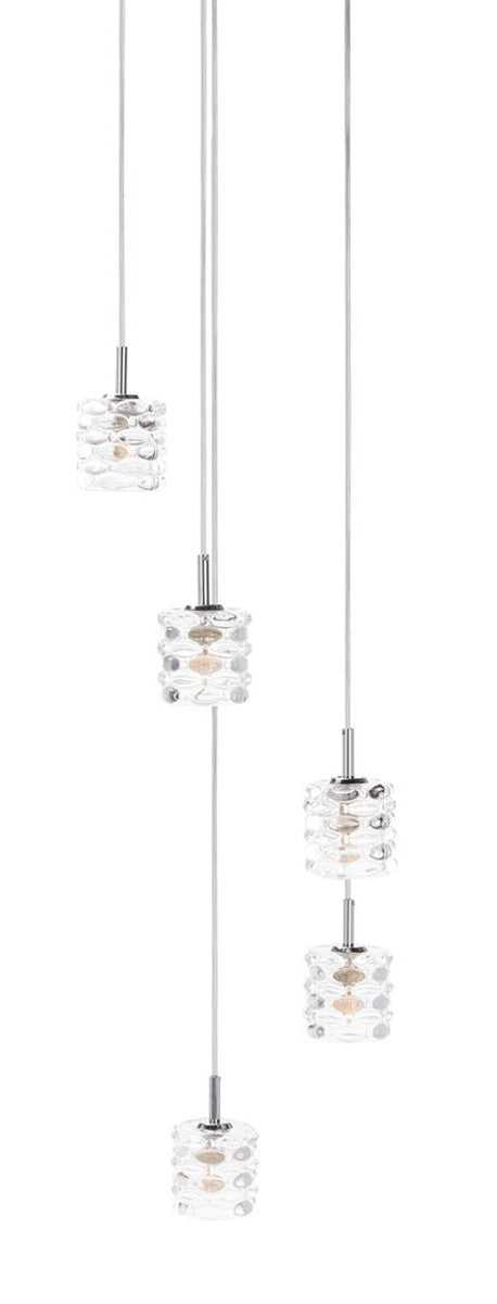 Hadden Pendant Light - Modern Minimalist Design with 5 Glass Lamps, Adjustable Chrome Finish Elegance