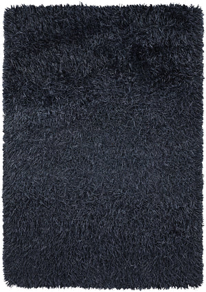 Chandra Rugs Poligan 100% Polyester Hand-Woven Contemporary Shag Rug Navy 9' x 13'