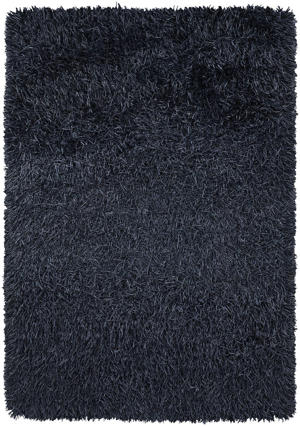 Chandra Rugs Poligan 100% Polyester Hand-Woven Contemporary Shag Rug Navy 9' x 13'