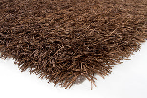 Chandra Rugs Poligan 100% Polyester Hand-Woven Contemporary Shag Rug Brown 9' x 13'