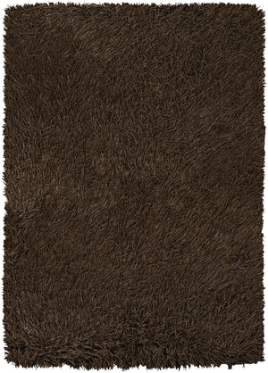 Chandra Rugs Poligan 100% Polyester Hand-Woven Contemporary Shag Rug Brown 9' x 13'